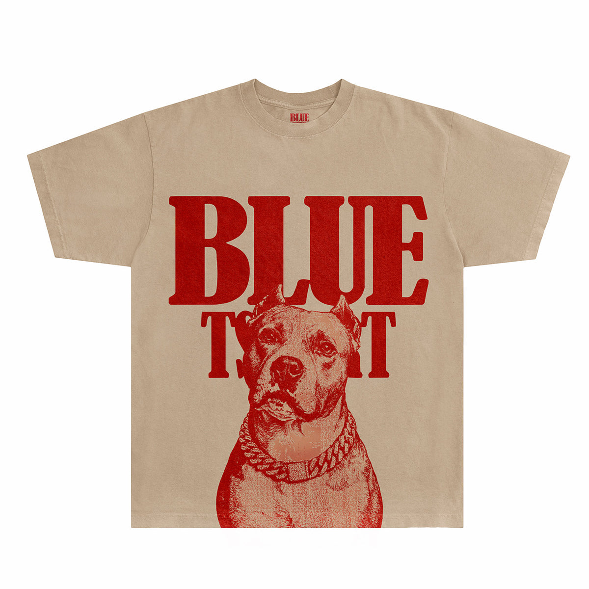 Dog Box Tee | Tan / Red Print